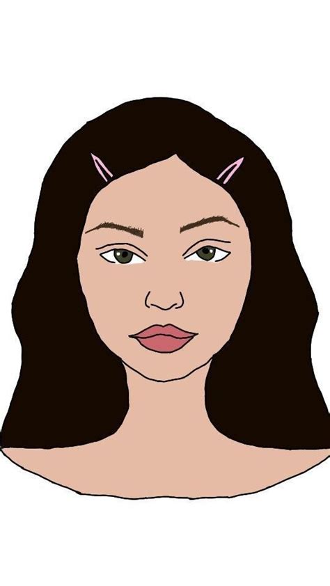 A Drawing Of A Woman With Horns On Her Head And Long Black Hair In