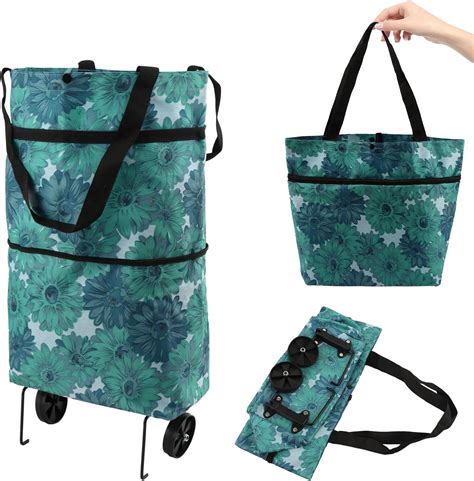 SUNERLORY Faltbare Trolley Taschen 2 In 1 Faltbarer Einkaufswagen Mit