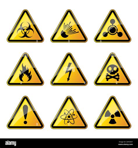 Set Of Warning Danger Signs Isolated On White Background Vector