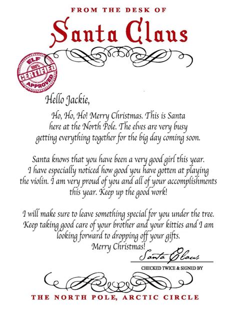 Personalized Letter From Santa Santa Claus Emailed to You - Etsy