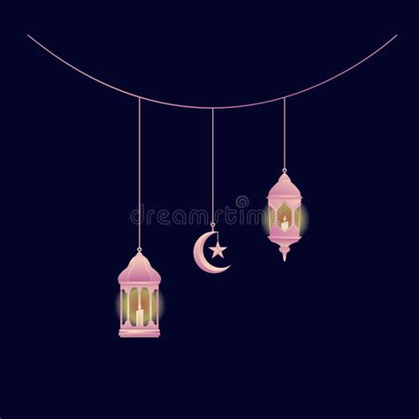 Hanging Lantern Lamp With Candle Light And Hanging Crescent Moon In