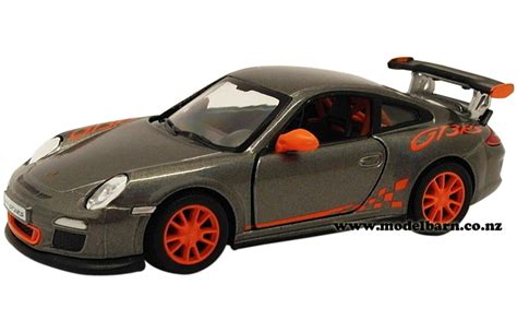 1 36 Porsche 911 Gt3 Rs 2010 Gunmetal Grey And Orange Vehicles Porsche Model Barn Kinsmart