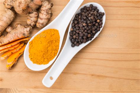 Turmeric Roots And Black Pepper Combination Enhances Curcumin Ab Stock