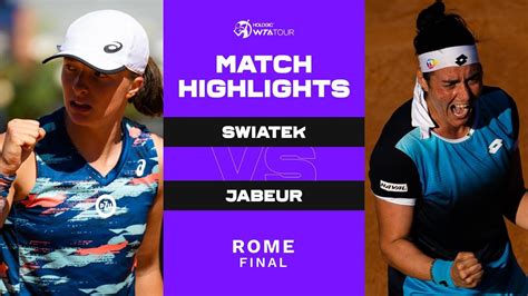 Iga Swiatek Vs Ons Jabeur 2022 Rome Final WTA Match Highlights