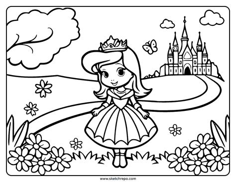 Pretty Princess Coloring Pages Sketch Repo