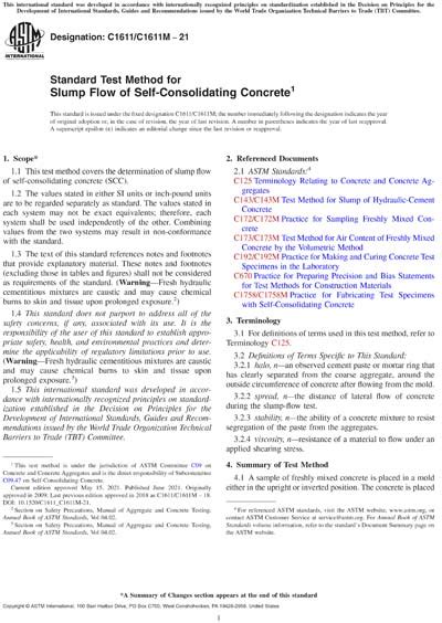 Astm C1611c1611m 21 Standard Test Method For Slump Flow Of Self