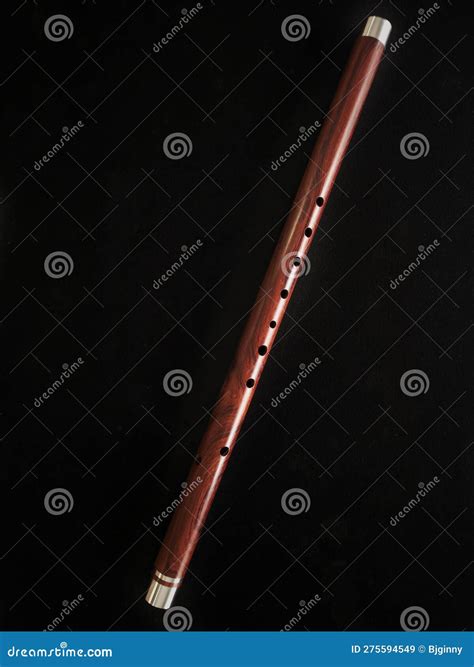 Thai Flute. Flute Made from Siam Rosewood with Aluminum Wrap Design Stock Image - Image of hole ...