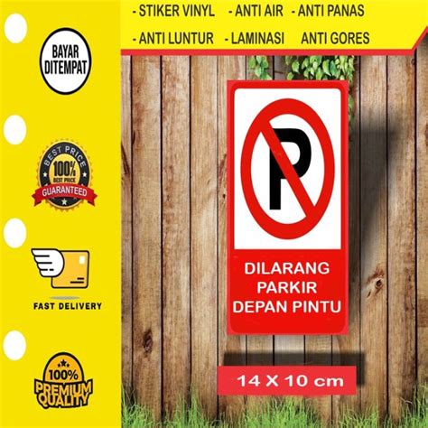 【14 X 10 Cm】stiker Dilarang Parkir No Parking Sticker Dilarang Parkir