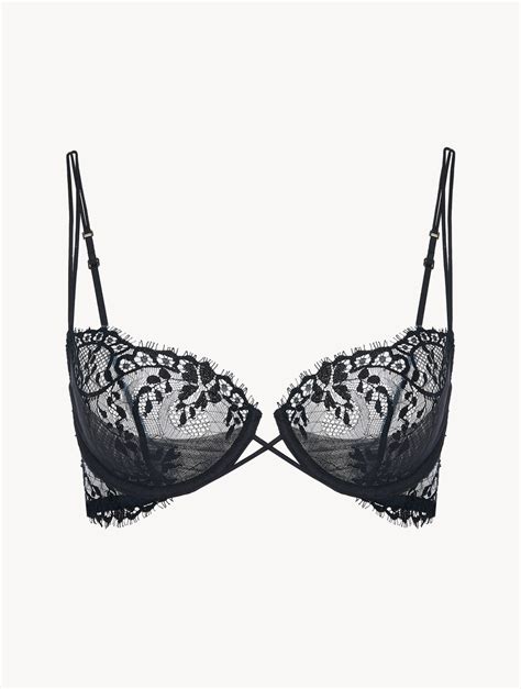 Luxury Black Underwired Balconette Bra With Lace Trim La Perla