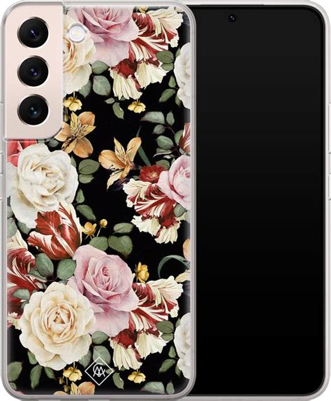 Samsung Galaxy S Hoesje Bloemen Flowerpower Soft Case Zwart