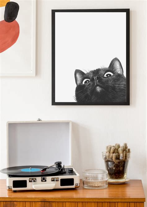 Black Cat Print Wall Art Poster Art Print Cat Wall Decor Etsy