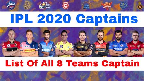 Ipl 2020 List Of Captains Of All 8 Teams Revealed Ipl Auction My