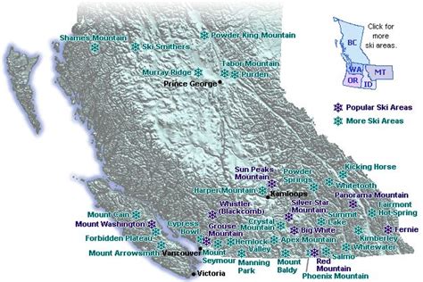 Map of Downhill Ski Areas in British Columbia - Go Northwest! A Travel ...