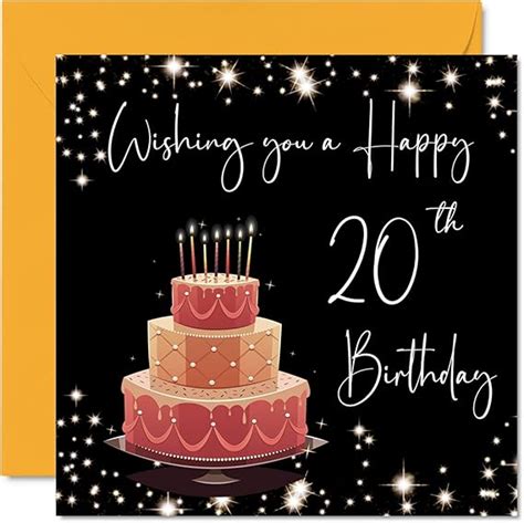 20th Birthday Card For Women Men Stylish Elegant Happy Birthday