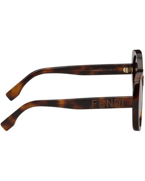 Fendi Tortoiseshell Lettering Sunglasses In Black Lyst