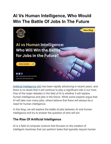 Ppt Ai Vs Human Intelligence Who Would Win The Battle Of Jobs In The