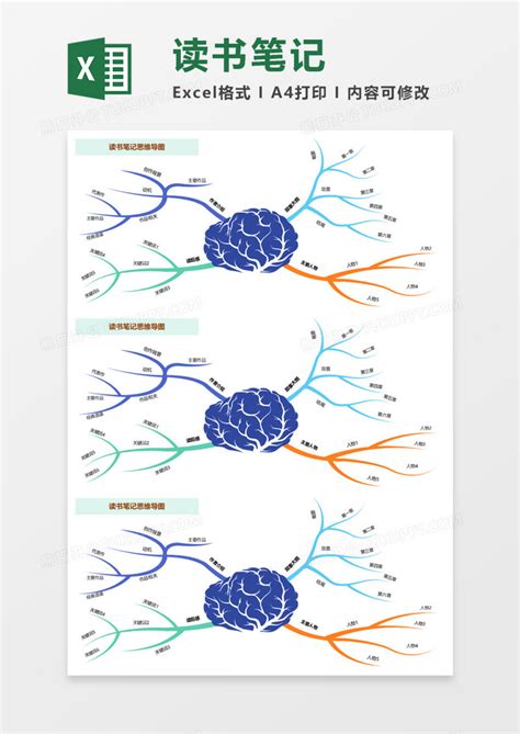 读书笔记思维导图execl模板下载思维图客巴巴
