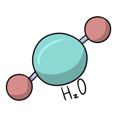 Diagram of the structure of a water molecule, vector illustration in cartoon style on a white ...