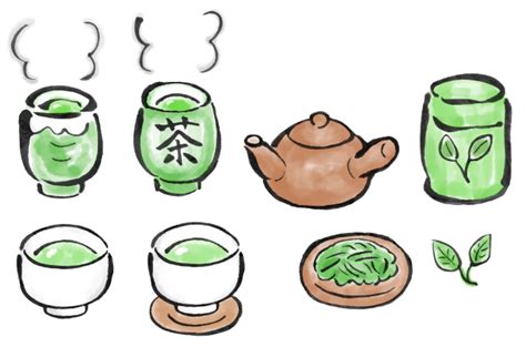 お茶のイラストセット 無料イラスト素材｜素材ラボ