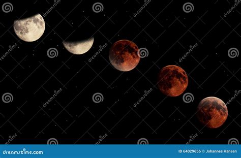 Composite Image of the Stages of a Total Lunar Eclipse Stock ...