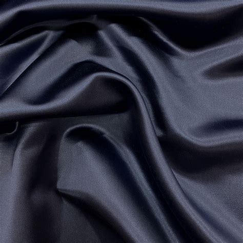 Tissu Satin Duchesse De Soie Bleu Nuit Tissus En Ligne