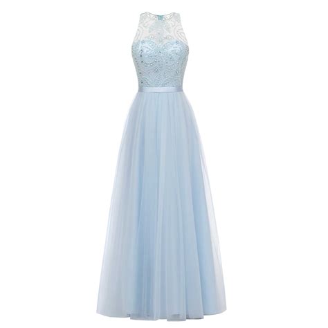 Sleeveless Sky Blue Tulle Bridesmaid Dresses – mollyevers.com