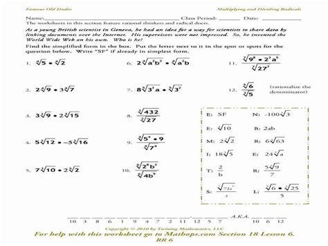 Adding And Subtracting Radicals Worksheet Doc