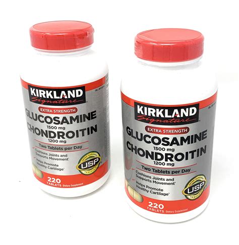 Kirkland Signature Extra Strength Glucosamine 1500mg Chondroitin 1200mg 220 Count Pack Of 2