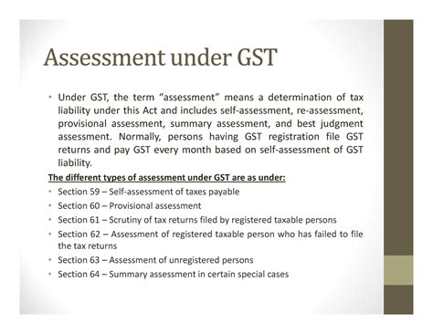 GST 08 Lecture Notes 2 Under GST The Term Assessment Means A