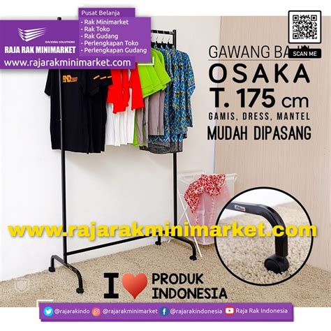 RAK GAWANG BAJU OSAKA T 175CM Rak Display Toko Baju Pakaian Busana