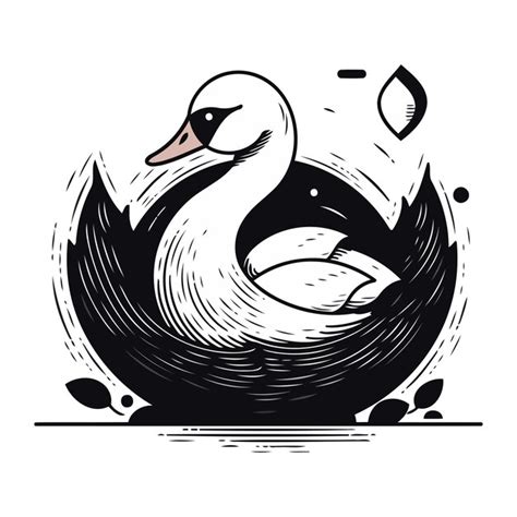 Premium Vector Swan Black And White Engraved Ink Art Isolated Vector