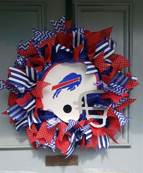 Buffalo Bills Wreath Deco Mesh Bills Mafia Door Decor Nfl Etsy