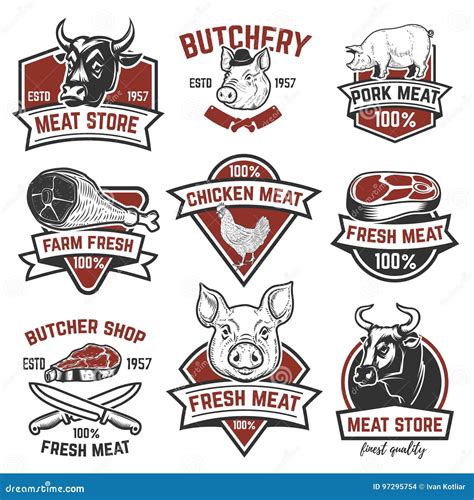 Meat Store Charcuterie Deli Shop Butchery Vector Illustration