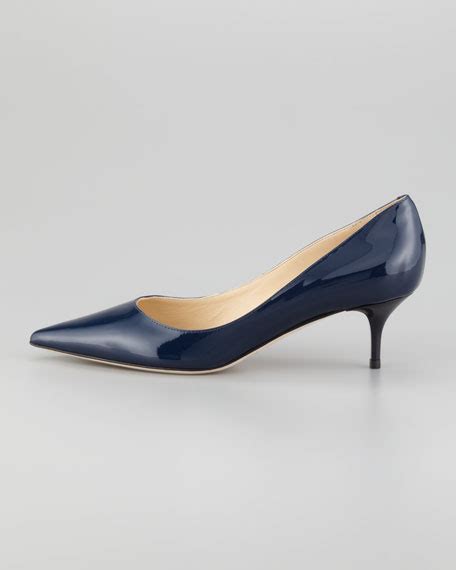 Jimmy Choo Aza Low Heel Patent Pump Navy