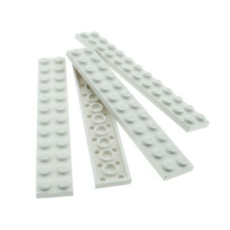 4 X Lego System Leiste Basic Bau Platte Stein Weiss 2 X 12 Für Set Star Wars 60116 8088 41063