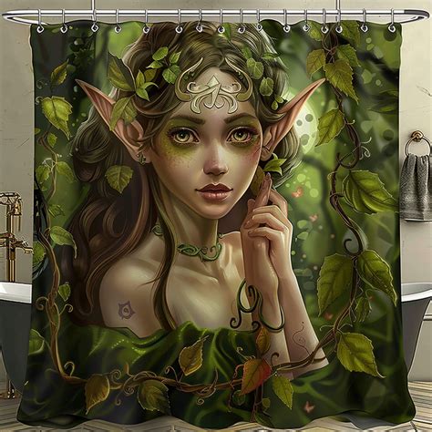 Step Into A Mystical Realm With Our Enchanting Elf Girl Shower Curtain