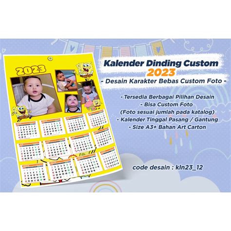 Jual Kalender 2023 Custom Pakai Foto Gambar Karakter Kartun Shopee Indonesia