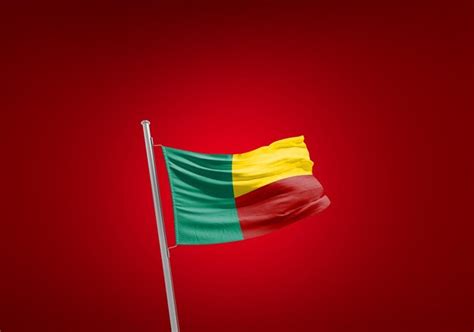 Premium Photo Benin National Flag Waving In Red Ground