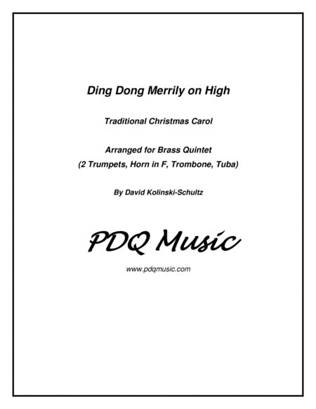 Ding Dong Merrily On High Sheet Music Traditional Christmas Carol Brass Ensemble