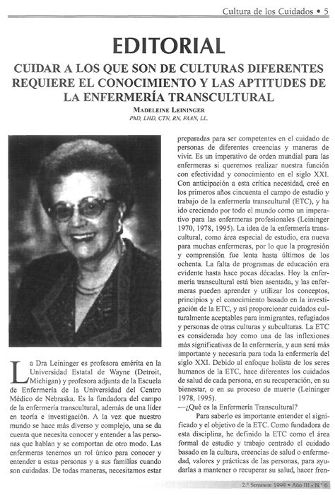 2M L C2 Leininger Pdf Cultura De Los Cuidados 5 EDITORIAL CUIDAR