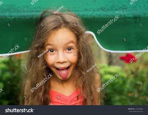 Portrait Adorable Baby Girl Tongue Sticking Stock Photo Edit Now