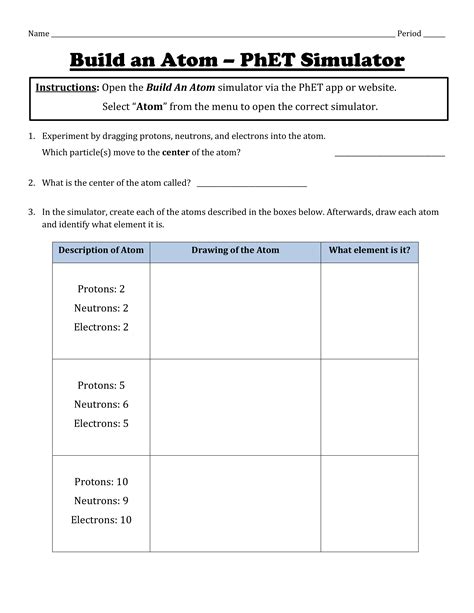 Phet Build An Atom Worksheet