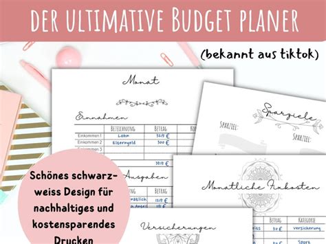 Budget Planer Im Boho Style XXL Finanzplaner Zum Ausdrucken