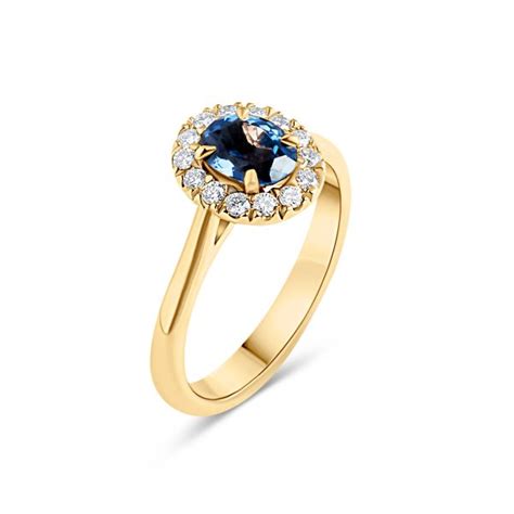 18kt Goldring Blauer Spinell Diamanten Blue Treasure La Pantera