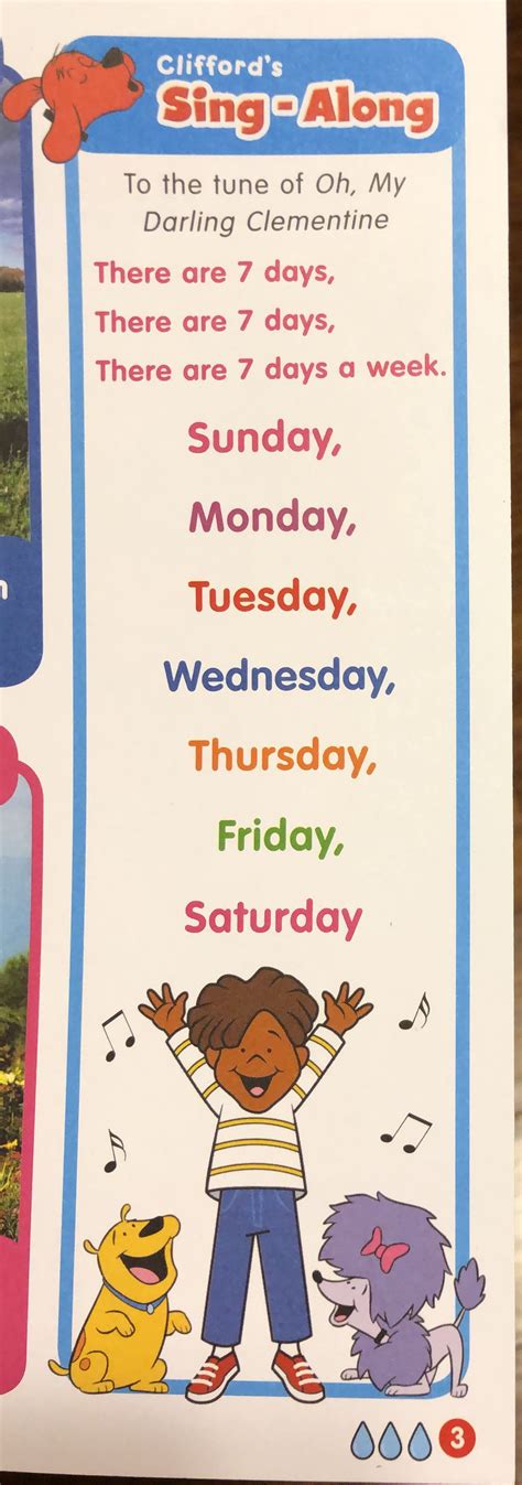 Other Days Of The Week Song I Love This One Preschool Poems