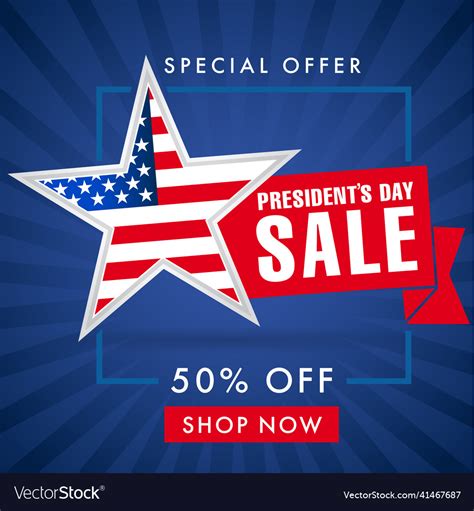 Presidents day sale blue stripes banner Royalty Free Vector