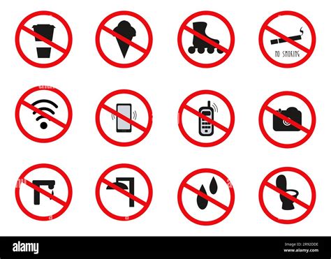 Prohibition Restriction Signs Set Vector Illustrations Isolated On A