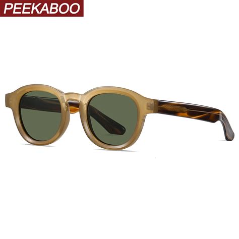 Peekaboo Retro Style Round Sunglasses For Women TR90 Acetate Polarized