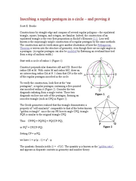 Inscribing A Regular Pentagon in A Circle | PDF | Triangle | Circle