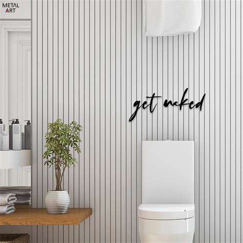 Get Naked Metal Wall Art Get Naked Letters Modern Bathroom Etsy